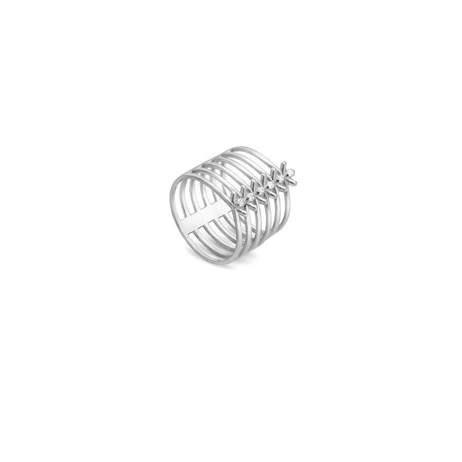 Anello 'Spinae' 6 elementi oro bianco SPINAE | AN 6FAU18B CT.0,09